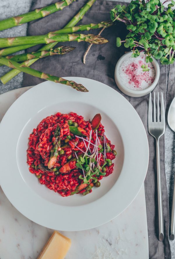 Rote Beete Risotto mit grünem Spargel &amp; Montello - Klara`s Life