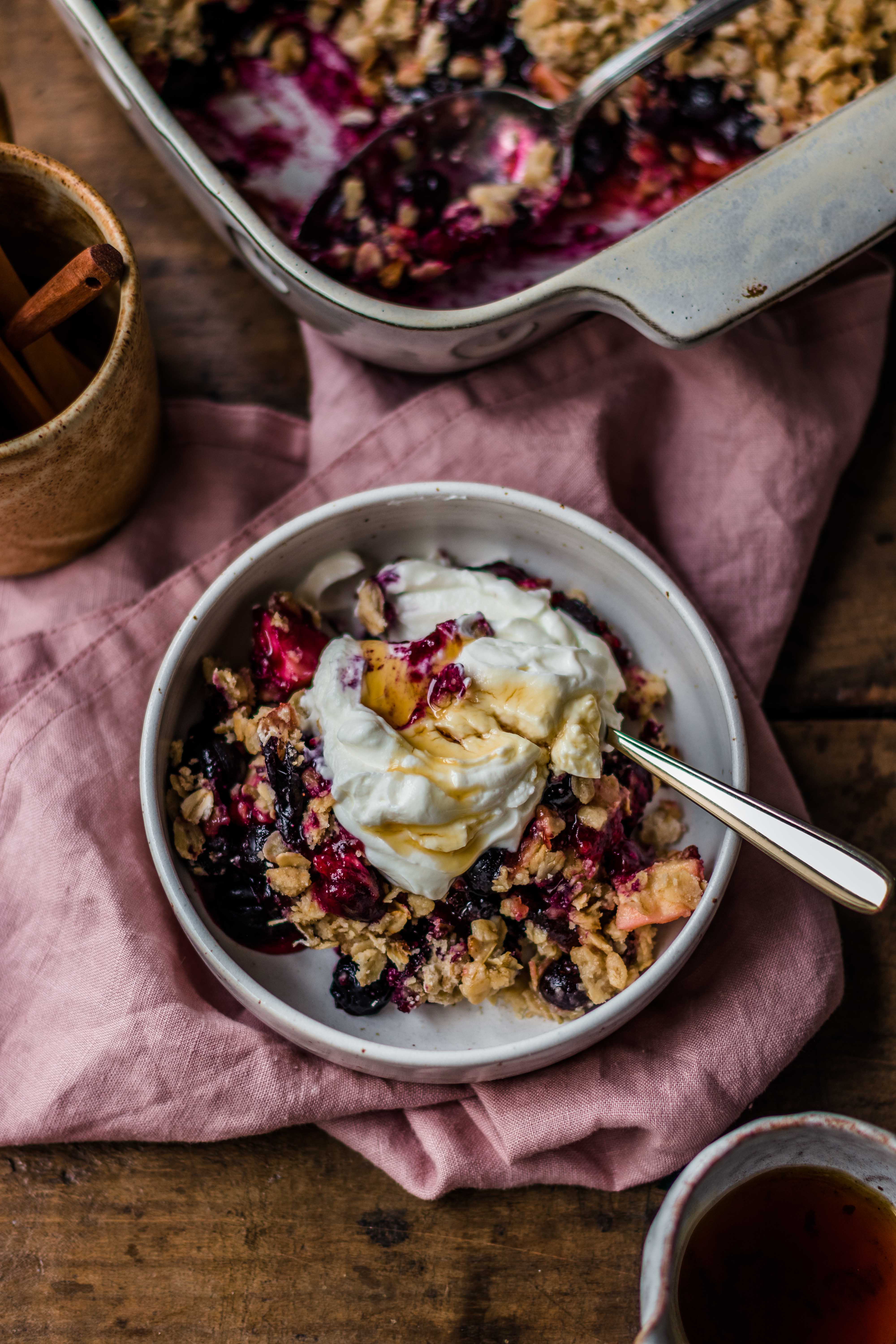 Apple & blueberry crumble