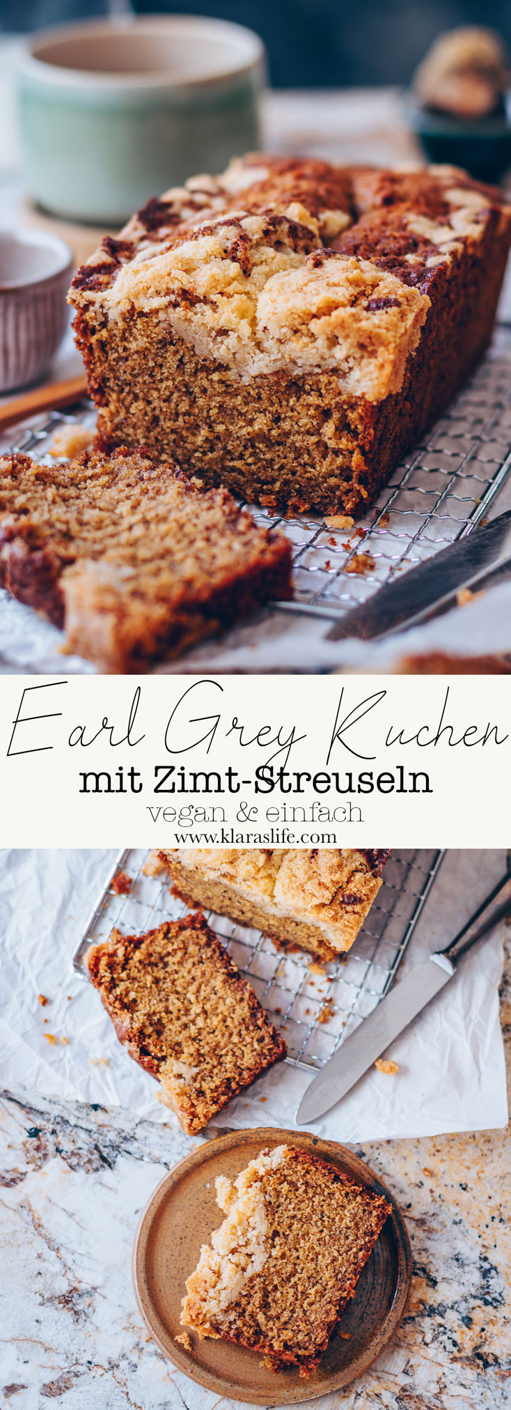 Earl Grey Kuchen mit Zimt-Streuseln