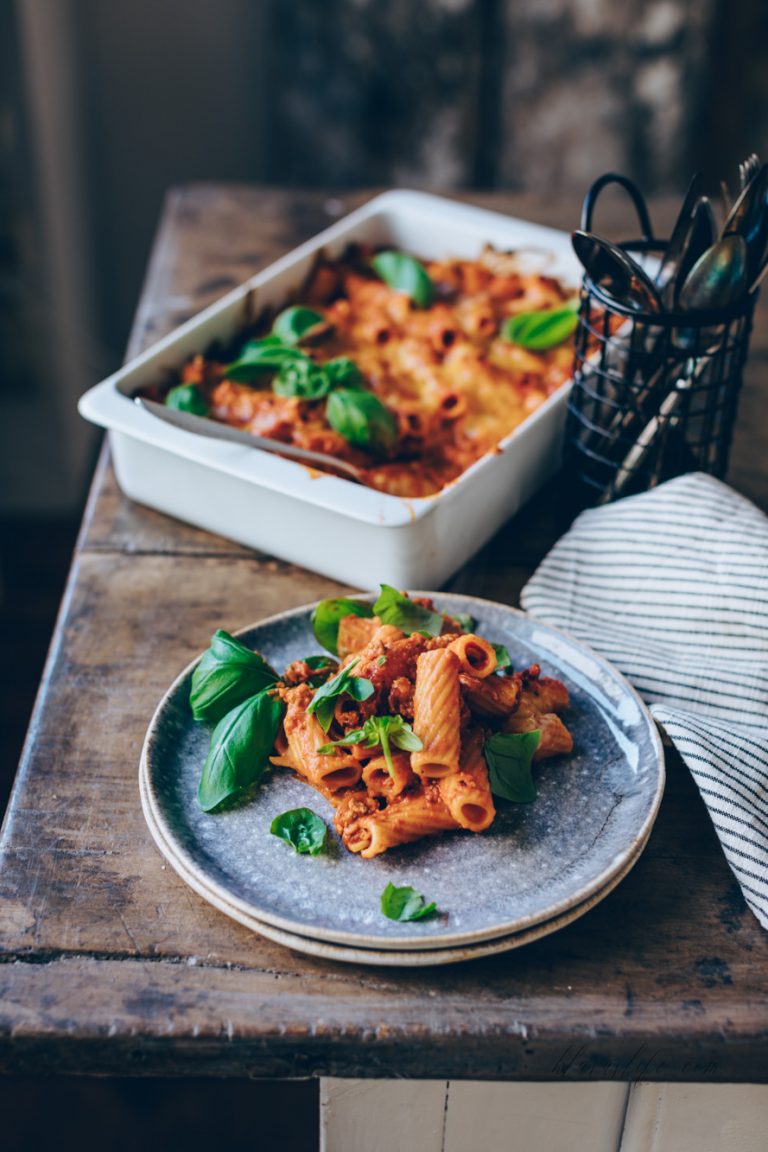 Baked ziti recipe with tofu bolognese & mozzarella Klara`s Life